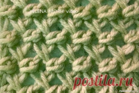 Узор ''Клементина''. Видео МК | Вязание спицами для начинающих Плетёнка на сеточке.
