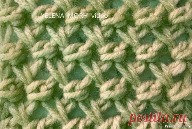 Узор ''Клементина''. Видео МК | Вязание спицами для начинающих Плетёнка на сеточке.
