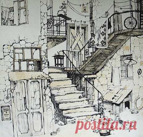 рисунок дворика - Поиск в Google
