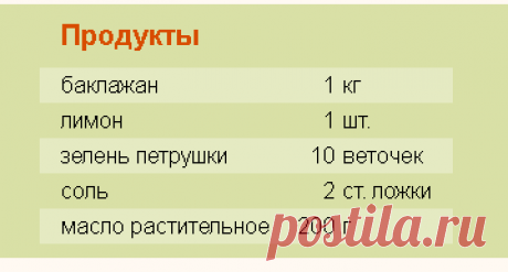 Рецепт: Жареные баклажаны с лимоном на RussianFood.com