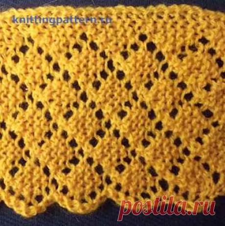 Ажурный край спицами Клеточки