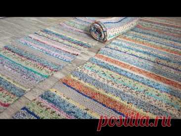 Мастер класс! Навязала много бабушкиных половиков для дома из ничего!!!