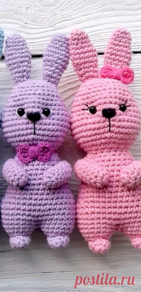 PDF Кролик крючком. FREE crochet pattern; Аmigurumi animal patterns. Амигуруми схемы и описания на русском. Вязаные игрушки и поделки своими руками #amimore - заяц, зайчик, кролик, зайчонок, зайка, крольчонок.