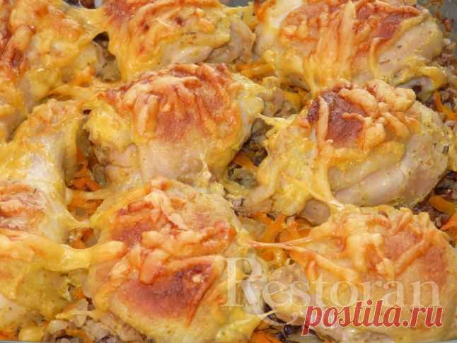 «Быстрый ужин» - гречка с куриными ножками под сыром.