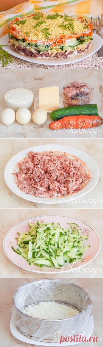 Слоеный салат с тунцом - FineCooking.ru