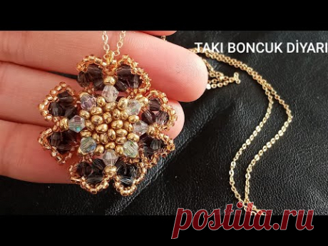 Изготовление ожерелья с клевером из хрустального бисера /NECKLACE MADE FROM CRYSTAL BEADS # diy​