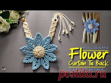 DIY Macrame Flower Curtain Tie Back | Macrame Curtain Belt Tutorial - YouTube