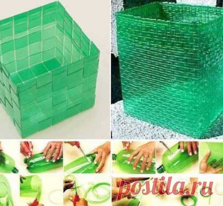 Стильная корзинка из пластиковой бутылки