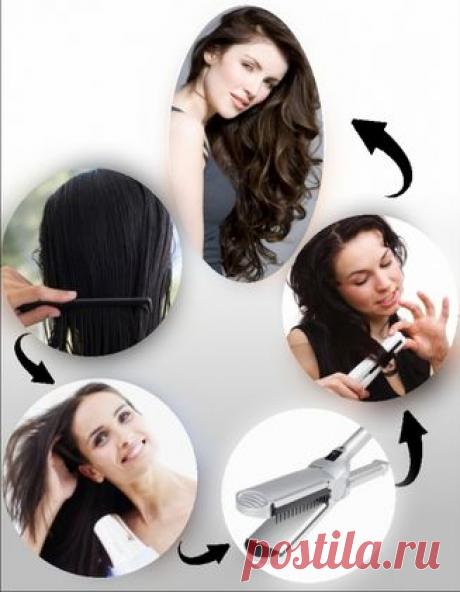 Утюжок для волос превращает волосы в кудри.