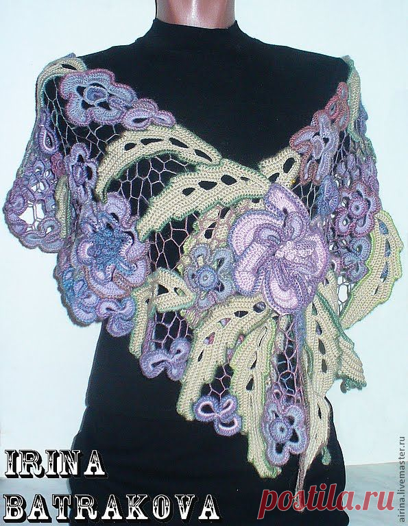Вязаные накидки Ирины Батраковой. Beautiful crocheted cape.