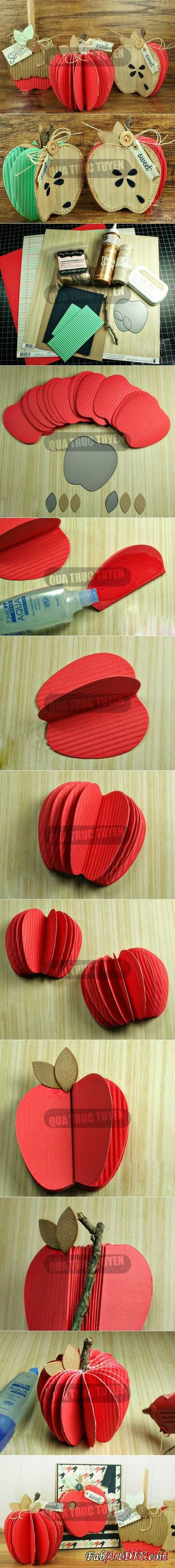 Яблоко- украшение из картона.| www.FabArtDIY.com