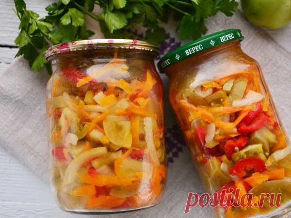 Салат из зеленых помидоров «Пальчики оближешь» — рецепт с фото пошагово