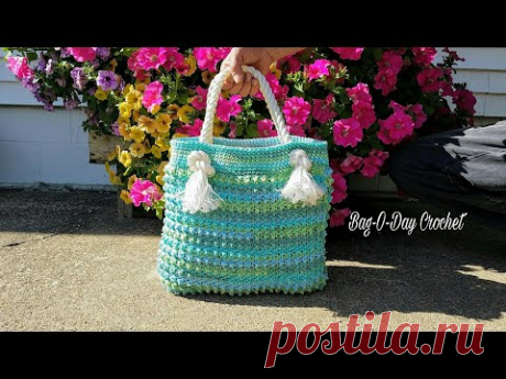 HOW To Crochet A Brach Bag | Blue Ocean Breeeze | BAGODAY CROCHET TUTORIAL #397