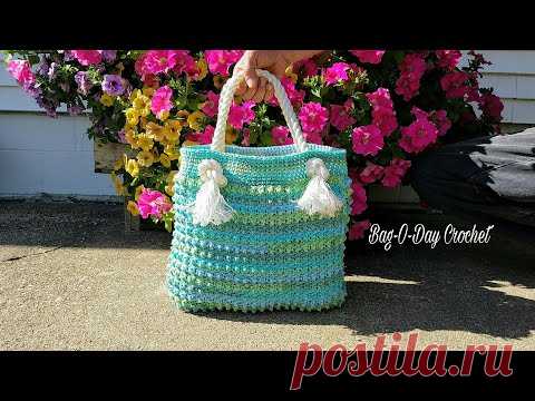 HOW To Crochet A Brach Bag | Blue Ocean Breeeze | BAGODAY CROCHET TUTORIAL #397