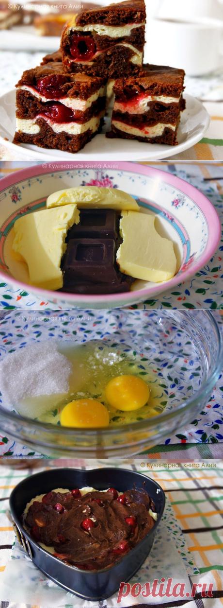 Брауни с творогом и вишней - пошаговый рецепт с фото