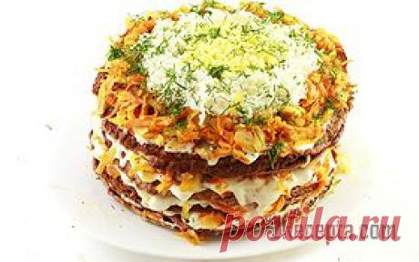 Рецепт: Закусочный торт из свиной печени - пошаговый фото рецепт приготовления