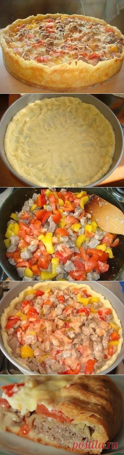 Суперпирог на картофельном тесте с мясом