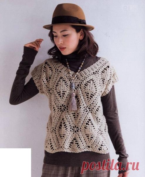 Жилет из японских журналов.
@vyazaniehobby#вязаниеспицами_крючком#пуловеры #жилеты