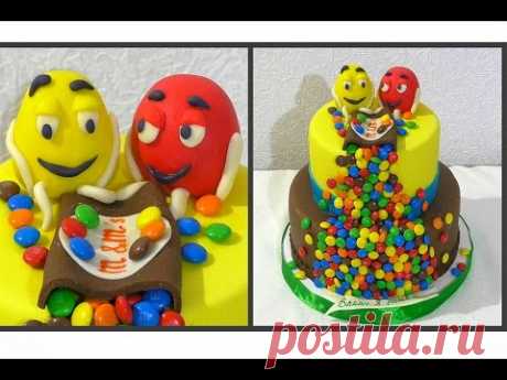 Торт M&M's Детский торт Как собрать и украсить двухъярусный торт из мастики