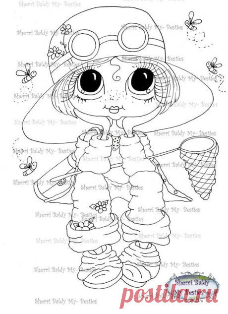 INSTANT DOWNLOAD Digital Digi Stamps Big Eye Big Head Dolls Digi Besties IMG971 By Sherri Baldy | Digi Марки, Глаз и Большие Глаза
