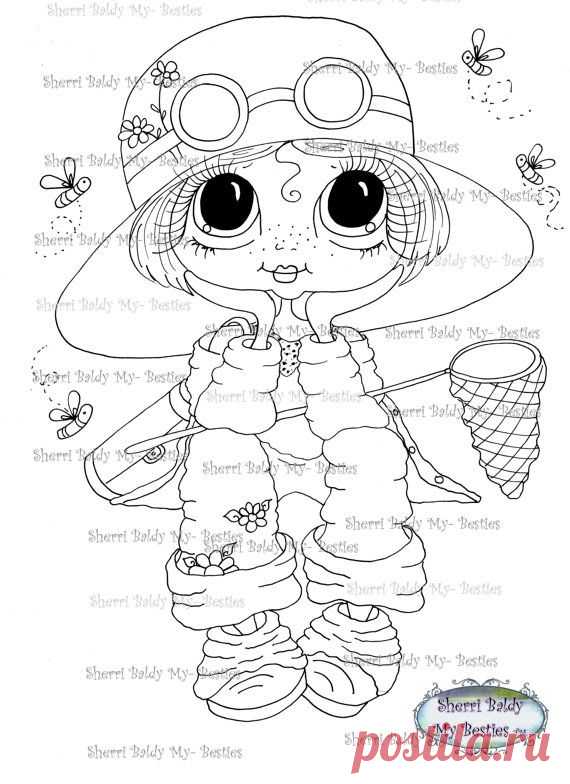 INSTANT DOWNLOAD Digital Digi Stamps Big Eye Big Head Dolls Digi Besties IMG971 By Sherri Baldy | Digi Марки, Глаз и Большие Глаза