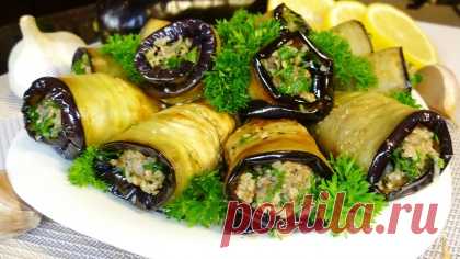 Рулетики из баклажанов с орехами