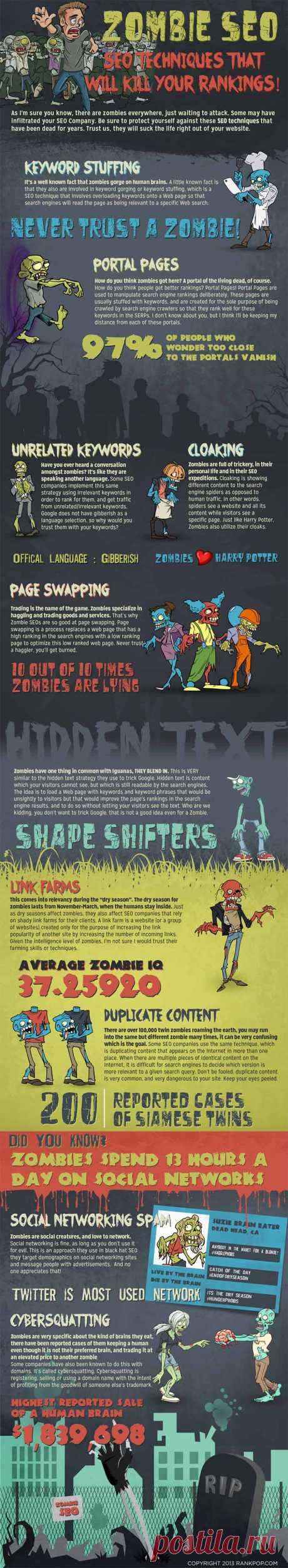 How Not to Do SEO - Infographic
    Keyword stuffing
    Portal pages
    Unrelated keywords
    Cloaking
    Page swapping
    Hidden text
    Link farms
    Duplicate content
    Social spam
    Cybersquatting