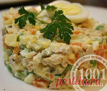 Рецепт Оливье с тунцом - Салат Оливье . 1001 ЕДА вкусные рецепты с фото!