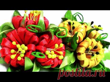 Канзаши цветы из лент: Kanzashi Flower Tutorial