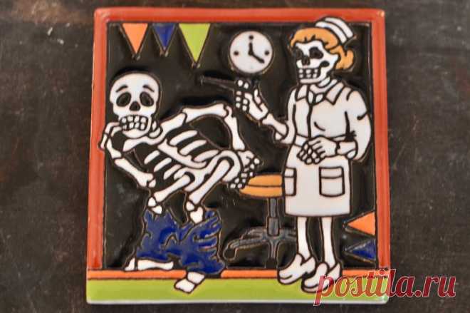 Mosaico de Talavera-Día de los muertos / Catrina enfermera - Etsy Chile