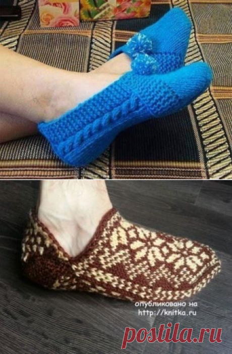 Тапочки спицами для начинающих, 17 моделей с описанием и мастер-классами, Вязание для детей
