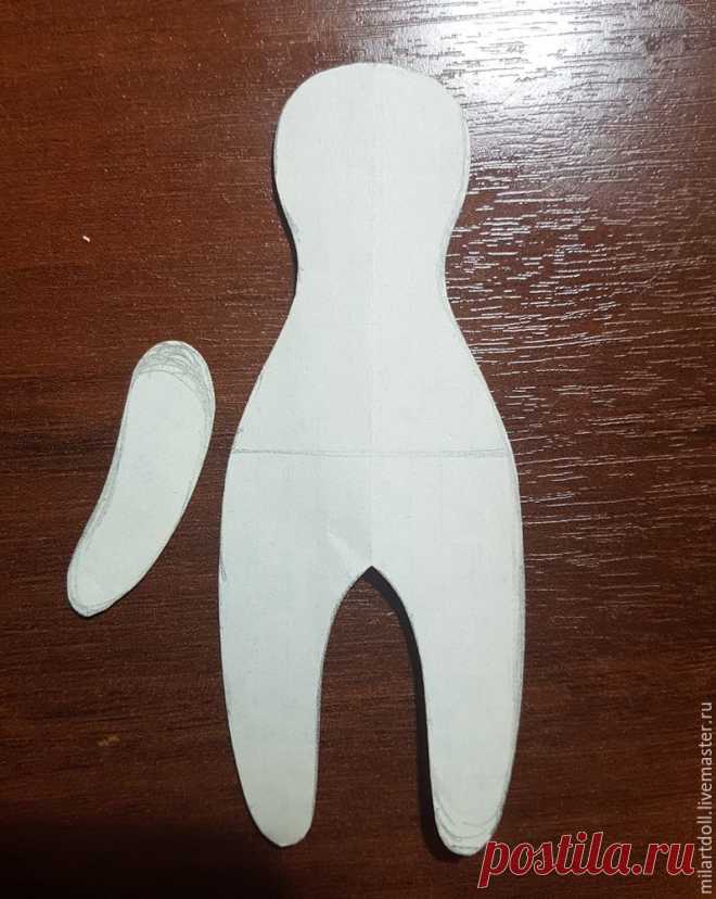 Шаг 1.

Выкраиваем куклу. Выкройка Тильды состоит из 2 деталей — тела и руки. Сведите выкройку с экрана компьютера на лист, вырежьте её и переведите на сложенный вдвое (лицевой стороной внутрь) кусочек ткани телесного цвета.

Тело выкраиваете 1 раз, а руку — 2 раза.После того, как вы обвели выкройки на ткани, не вырезайте их, а сразу прошейте мелкими стежками вручную или на машинке. И не забудьте оставить отверстия для выворачивания деталей. Я оставляю отверстия около 1.5 см.