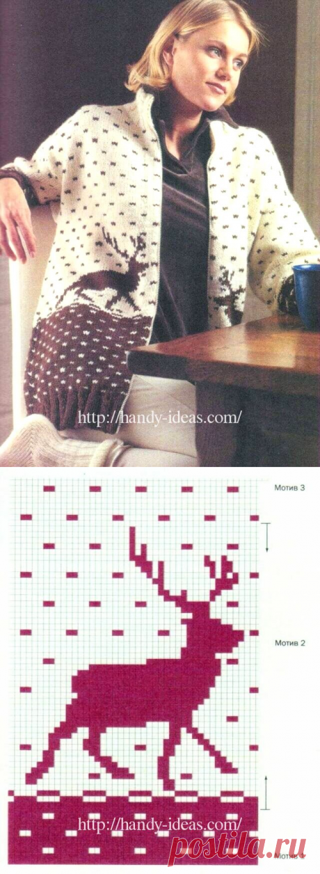 Уютный тёплый жакет спицами в скандинавском стиле