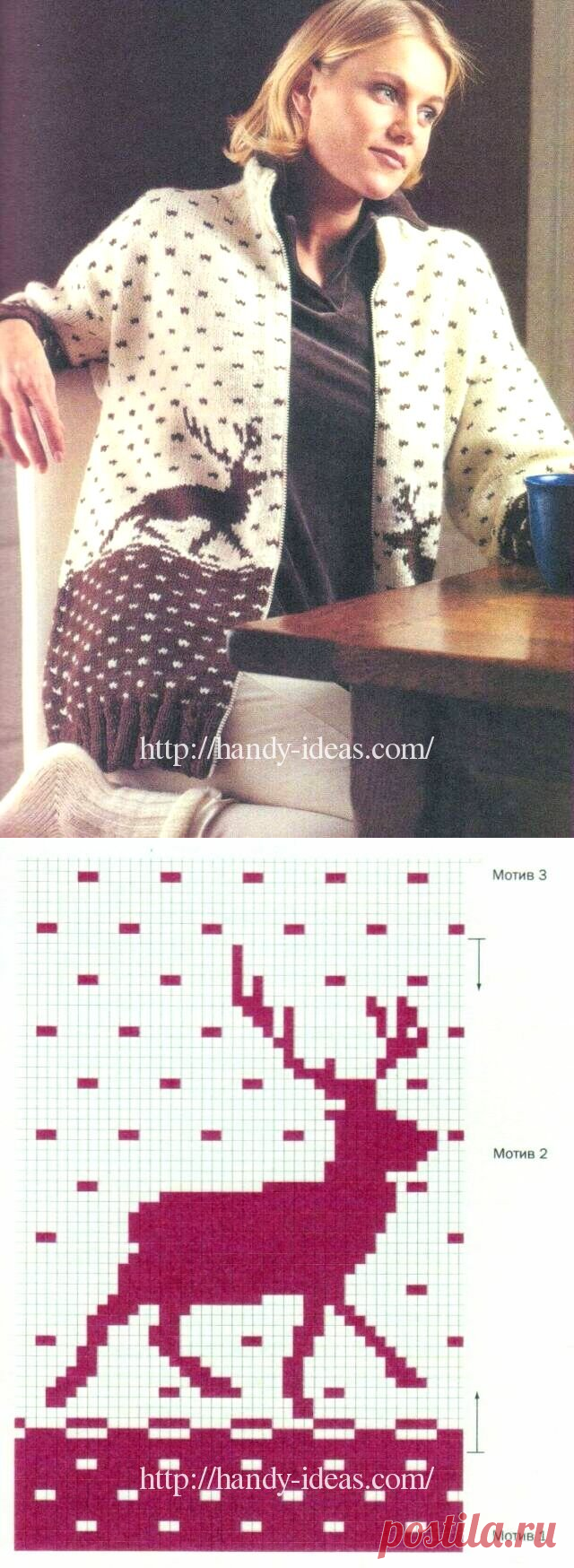 Уютный тёплый жакет спицами в скандинавском стиле