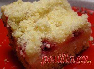 Пирог с творогом, красной смородиной и Штрейзелем. Рецепт c фото от kidlog 30 июля 2008 на koolinar.ru