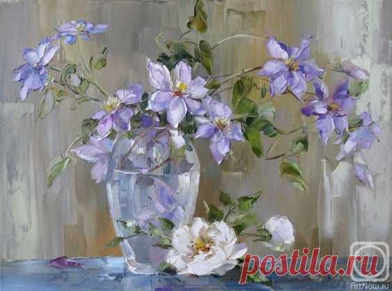 Клематис» картина Кравченко Оксаны маслом на холсте