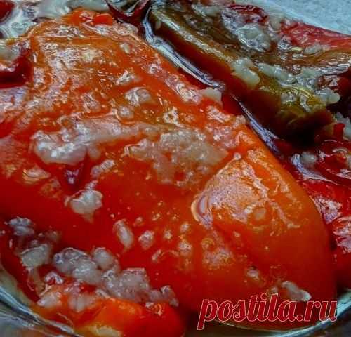 Печёные перцы в маринаде, очень вкусная закуска!
