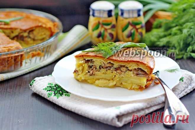 Заливной пирог с сайрой и картошкой - сытный, вкусный, быстрый