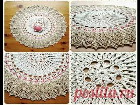 МК салфетка Шерри 1-5 ряды Crochet doily tutorial rounds 1-5