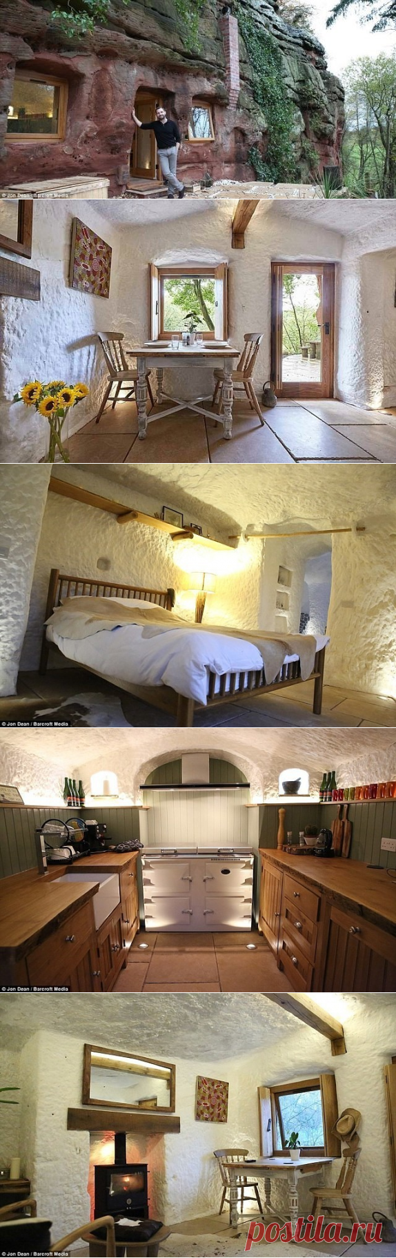 Мужчина построил дом в скале со всеми удобствами....