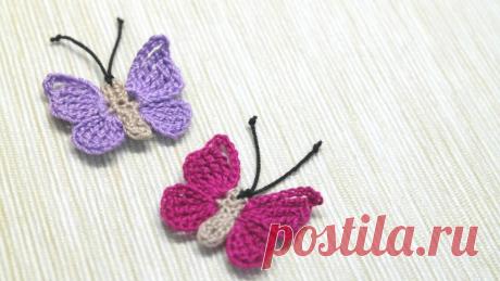 Мастер-класс по вязанию аппликации в виде маленькой бабочки. | Повязули. Вязание крючком и вязание С2С. | Яндекс Дзен
