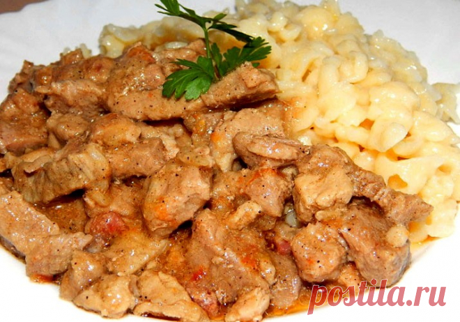 Гуляш из свинины с подливкой - 6 пошаговых рецептов