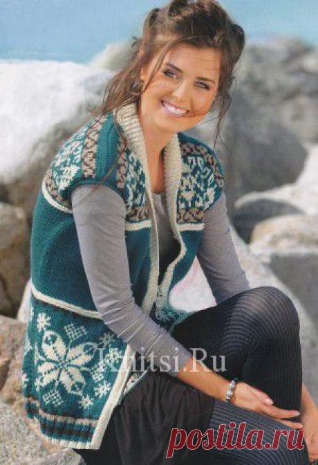 Жилет с жаккардовыми узорами. Вязание для женщин / Жилеты / Спицами