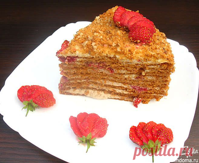 Карамельный торт с клубникой | Кулинарные рецепты от «Едим дома!»