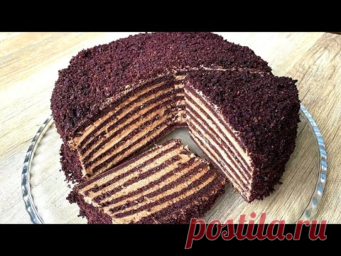 Без раскатки коржей! На сковороде! Бархатный торт с кремом «Мороженое»