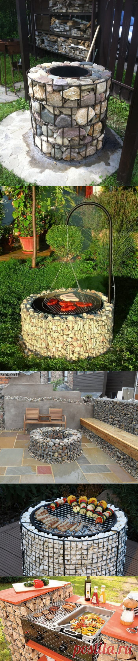 Оригинальное барбекю из габионов во дворе | Живу за городом