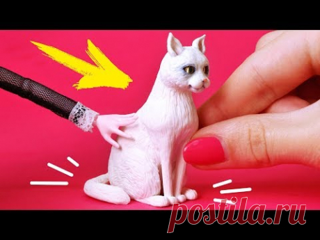 КОШКА для КУКОЛ | Фигурка 5 СМ !!! | Питомцы для кукол DIY из FIMO Мастер класс Анна Оськина