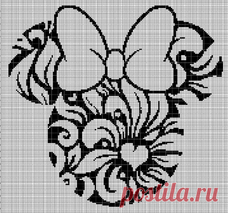 Голова Минни с цветами силуэт схема вышивки крестом в pdf