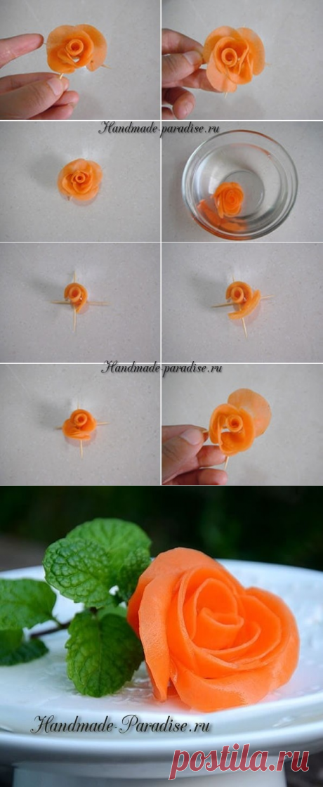 Роза из морковки для праздничной сервировки стола: мастер-класс