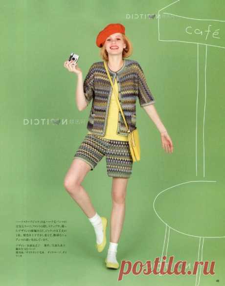 ЛЕТНИЙ РАЗНОЦВЕТНЫЙ КОСТЮМЧИК - ЖАКЕТ И ШОРТЫ КРЮЧКОМ